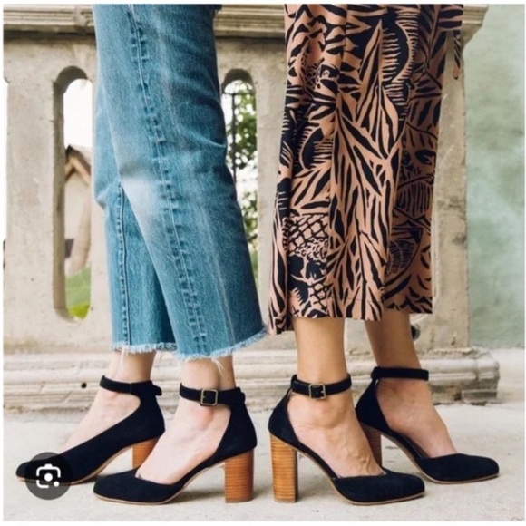 Anthropologie Soludos Collette Heels Leather Velvet 7.5 Night Out Holiday Party - Picture 7 of 16